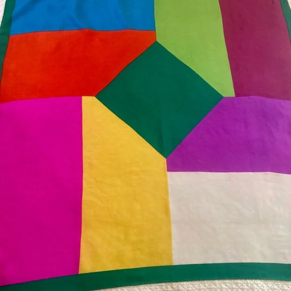 SIMON CHANG vintage silk scarf. Abstract and colourful - Picture 5 of 7
